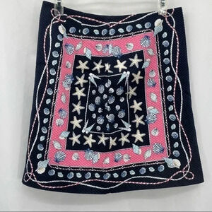 Talbots Petite Women’s Nautical Skirt 2P Navy Pink Lined Back Zipper